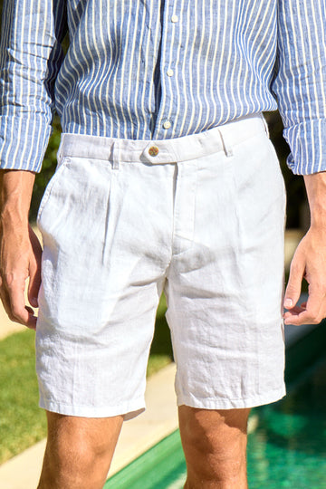 MMX White 1 Pleat Shorts