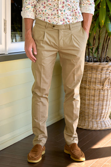MMX Light Khaki Leo 1 Pleat Trousers