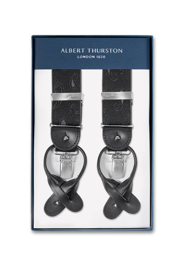 ALBERT THURSTON Black Paisley 2-In-1 Braces