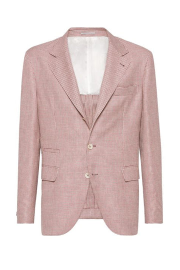 BRUNELLO CUCINELLI Red & Cream Wool Linen And Silk Jacket