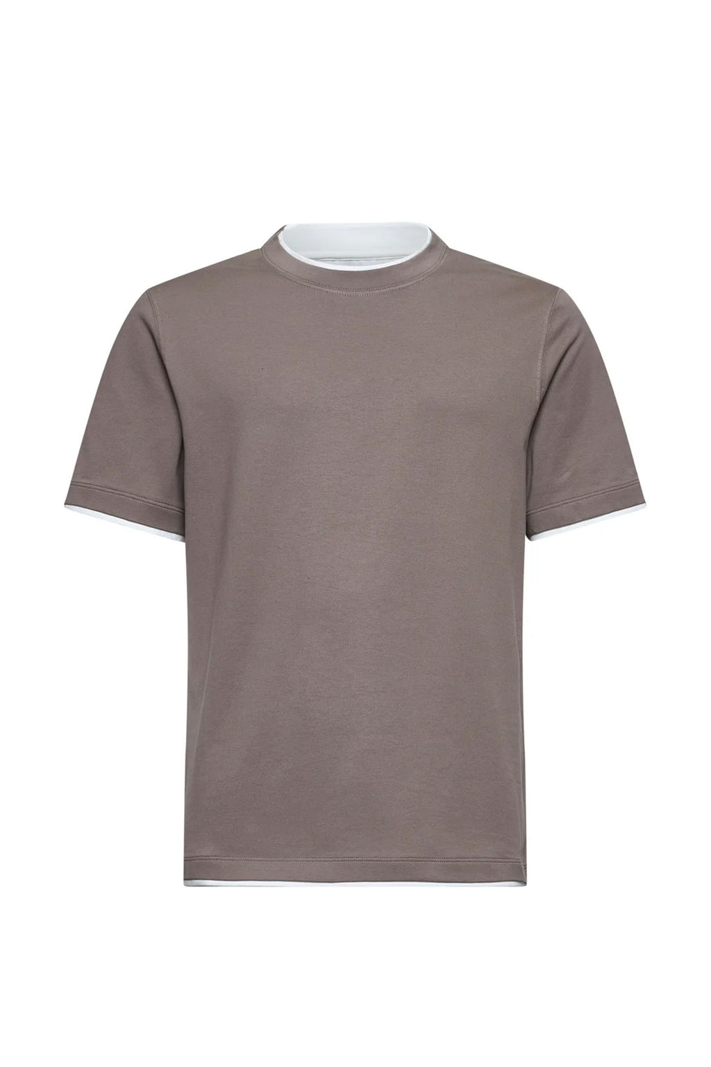 BRUNELLO CUCINELLI | Regular Fit T-Shirt With Trims | Brown
