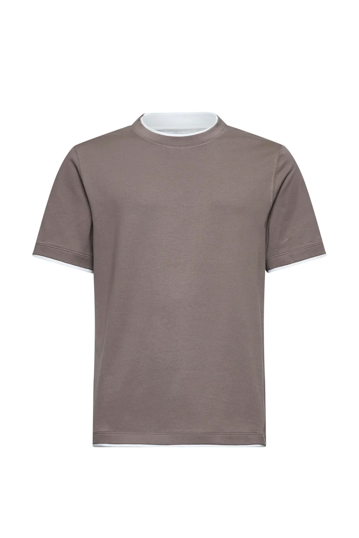 BRUNELLO CUCINELLI | Regular Fit T-Shirt With Trims | Brown