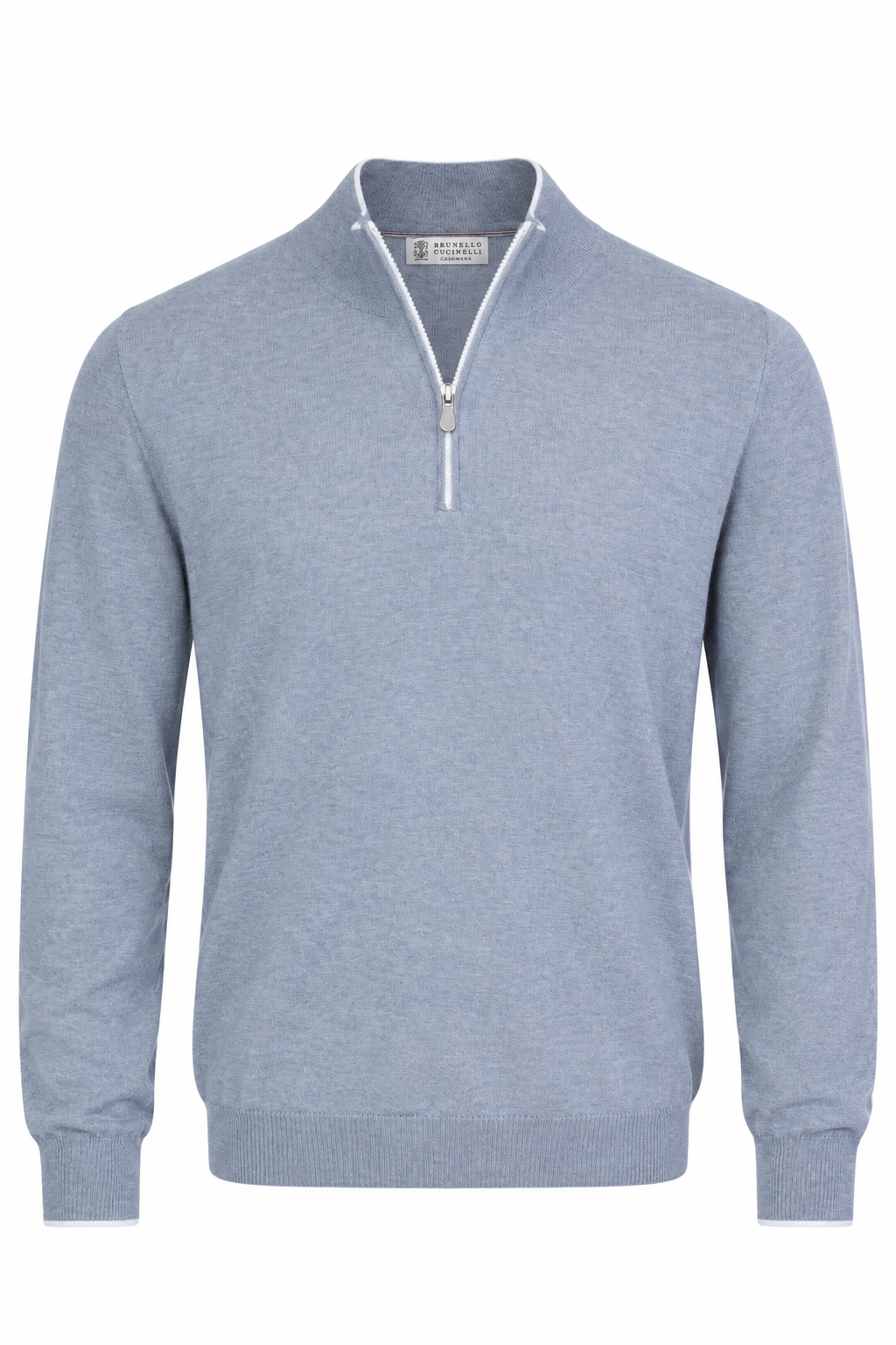 BRUNELLO CUCINELLI | Zip Neck Knit With Trims | Grey