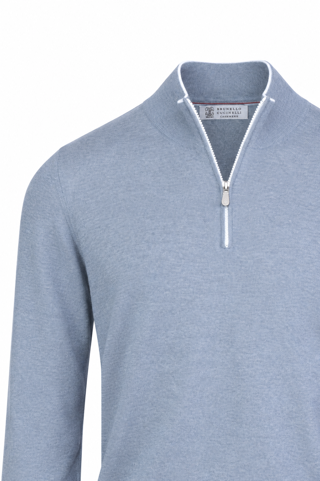 BRUNELLO CUCINELLI | Zip Neck Knit With Trims | Grey