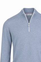 BRUNELLO CUCINELLI | Zip Neck Knit With Trims | Grey