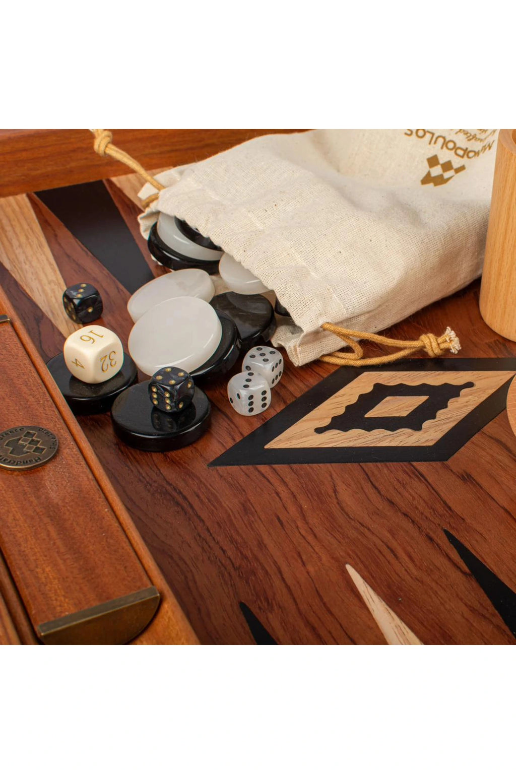 MANOPOULOS | Rosewood Backgammon Set 48x26cm | Tan