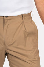 SLOWEAR | 3% Stretch 1 Pleat Chino | Taupe