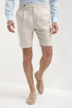 PINI PARMA | Linen Shorts With Side Tabs | Beige
