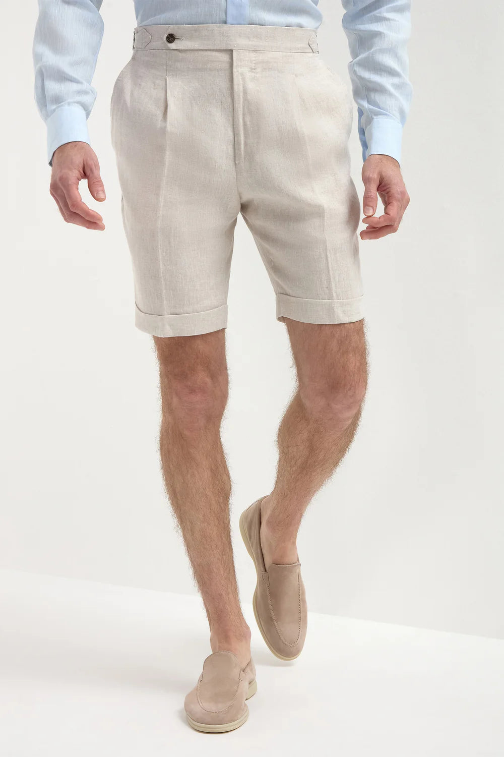 PINI PARMA | Linen Shorts With Side Tabs | Beige
