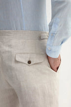 PINI PARMA | Linen Shorts With Side Tabs | Beige