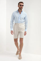 PINI PARMA | Linen Shorts With Side Tabs | Beige