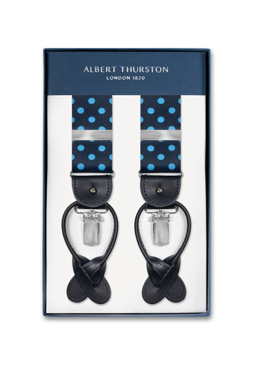 ALBERT THURSTON Navy Blue Polka Dot 2-In-1 Braces