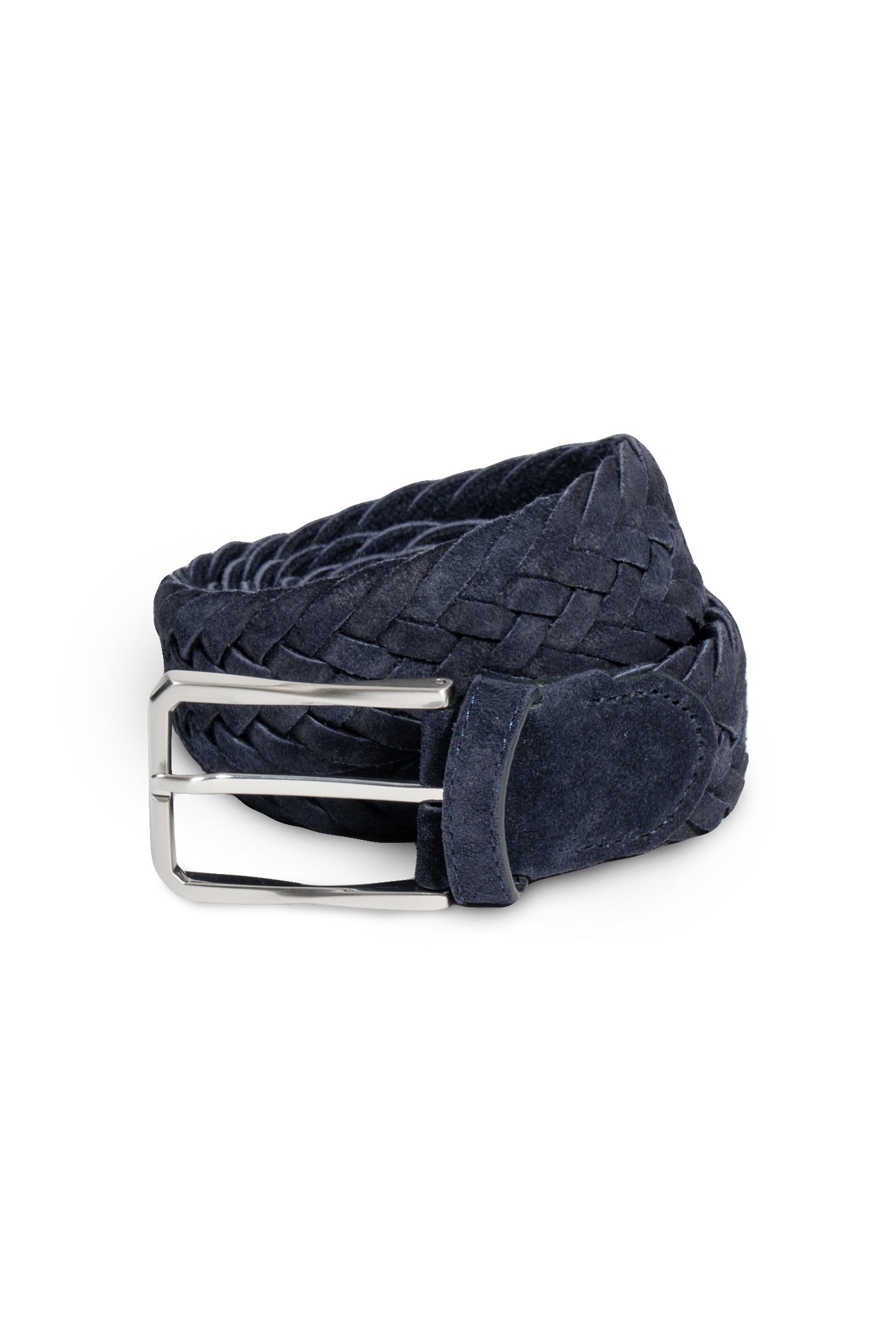 CANALI | Plaited Suede Belt | Dark Blue