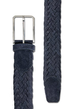 CANALI | Plaited Suede Belt | Dark Blue