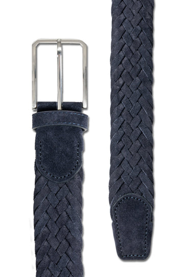 CANALI Dark Blue Plaited Suede Belt
