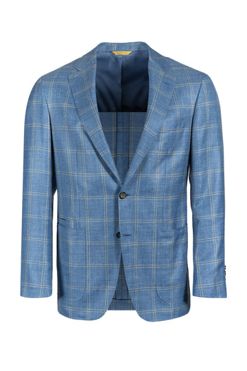CANALI Sky Blue Yellow Check Jacket