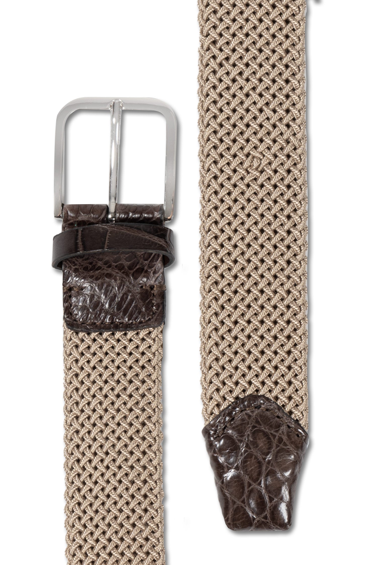 MITCHELL OGILVIE | Plaited Elasticated Belt Croc Trims | Beige