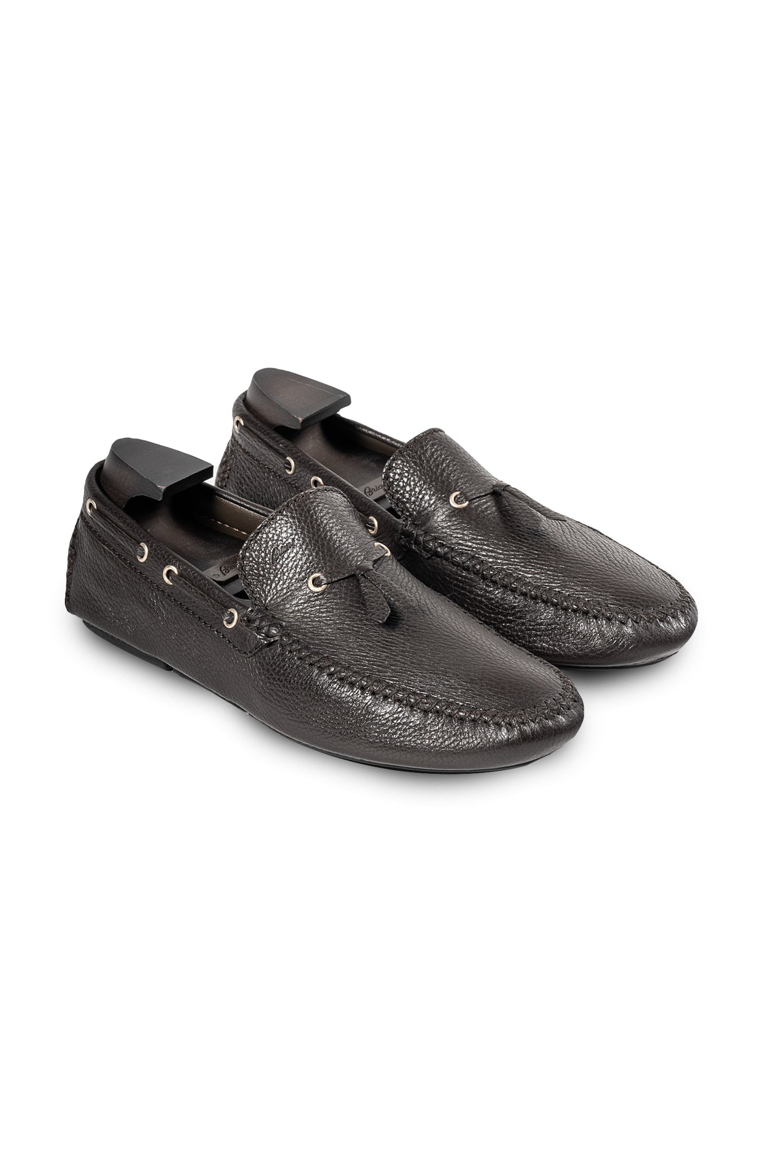 BRIONI | Leather Geronimo Driving Loafers | Chocolate