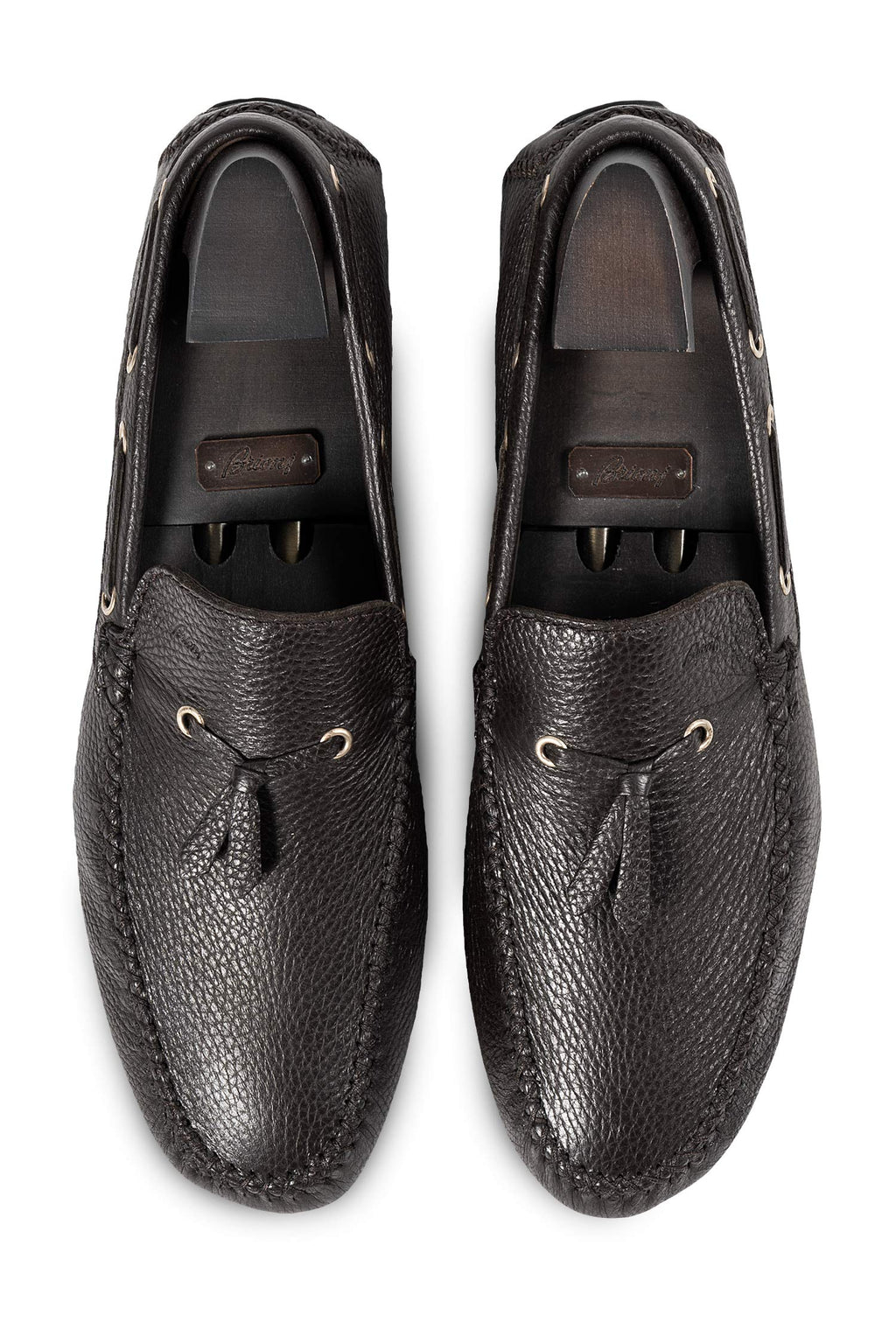 BRIONI | Leather Geronimo Driving Loafers | Chocolate