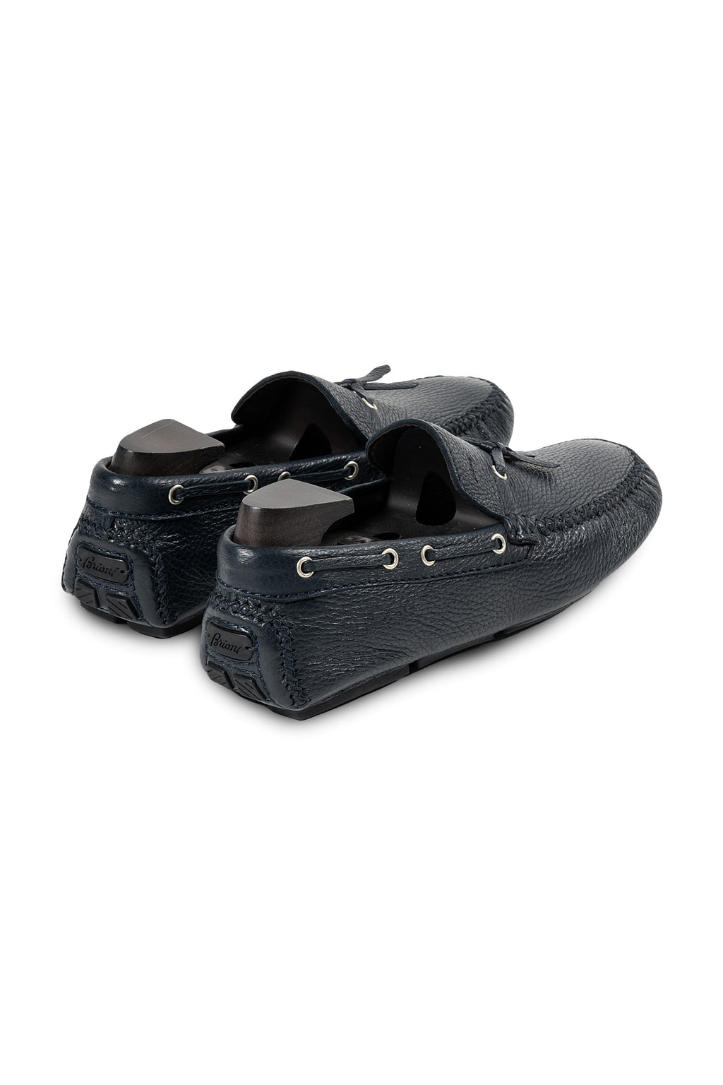 BRIONI | Leather Geronimo Driving Loafers | Navy
