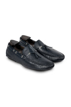 BRIONI | Leather Geronimo Driving Loafers | Navy