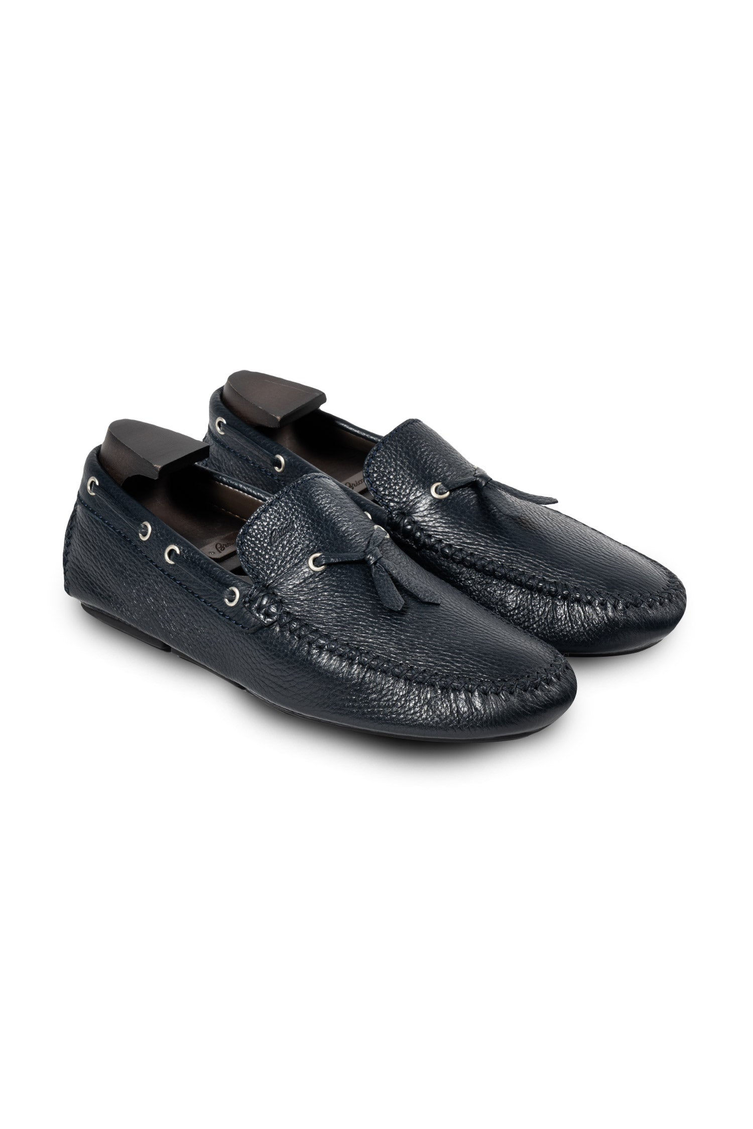 BRIONI | Leather Geronimo Driving Loafers | Navy