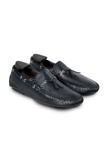 BRIONI Navy Leather Geronimo Driving Loafers