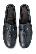 BRIONI | Leather Geronimo Driving Loafers | Navy