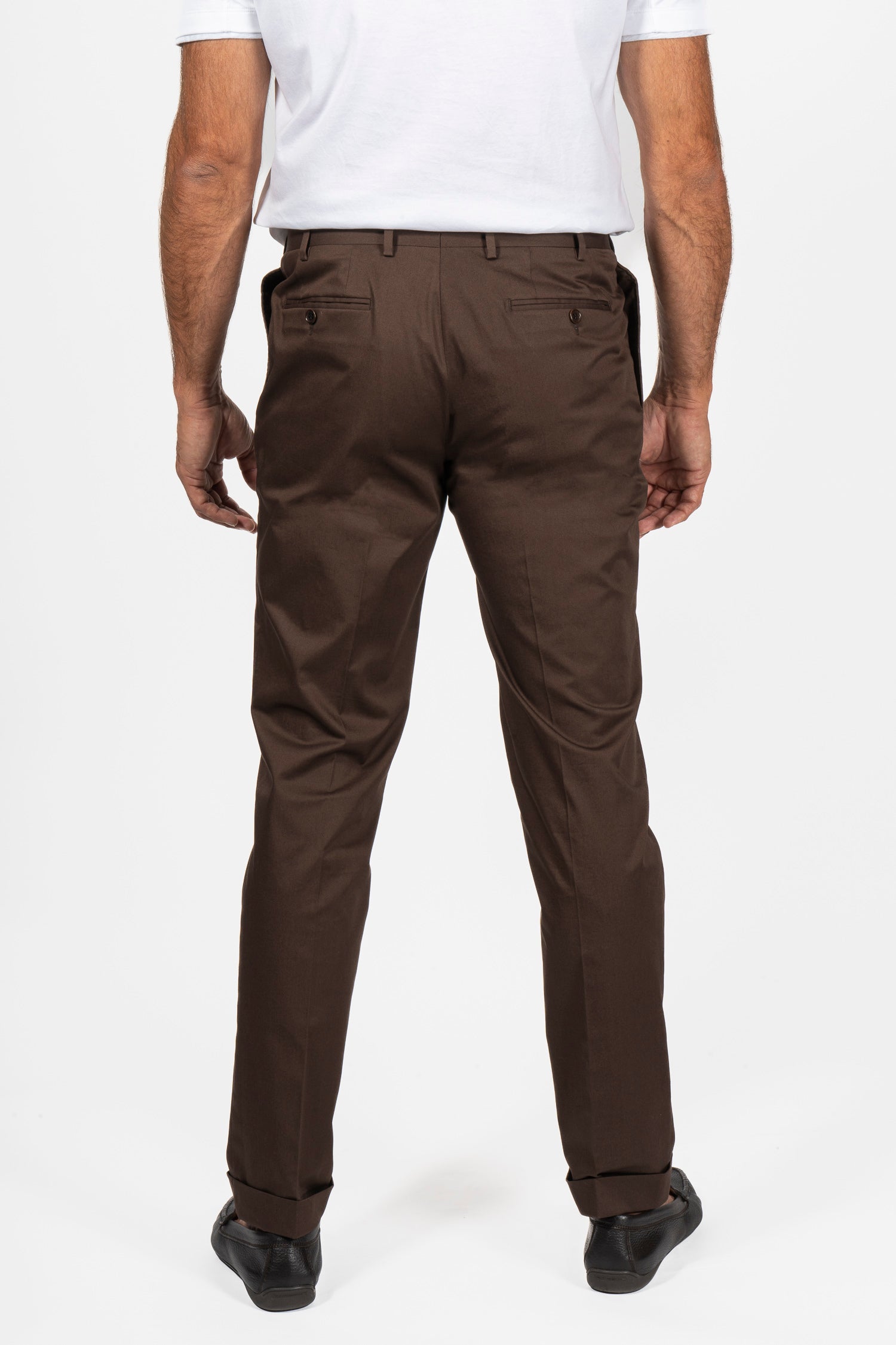 CANALI | 1 Pleat Cotton Trousers | Brown