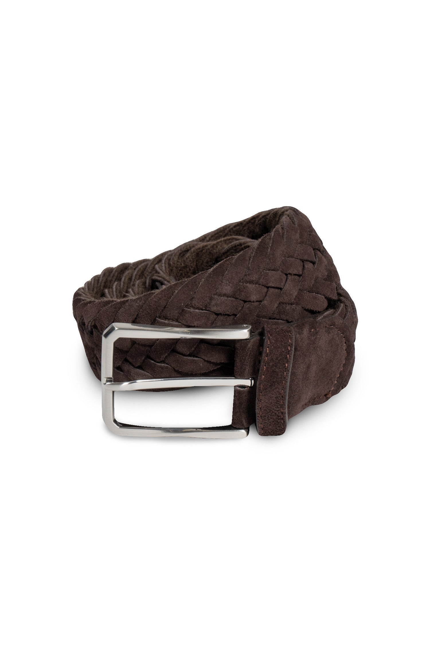 CANALI | Plaited Suede Belt | Chocolate