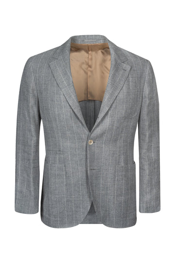 BRUNELLO CUCINELLI Light Grey Wide Pinstripe Jacket