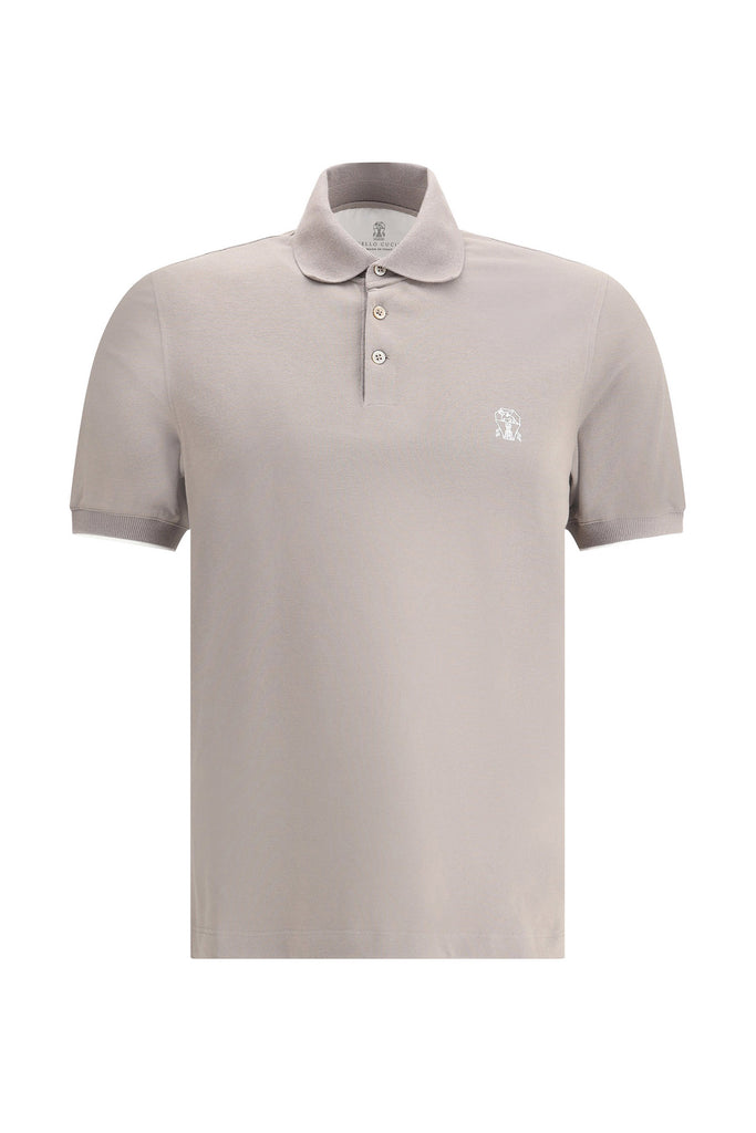 【送料&関税込】Brunello Cucinelli Taupe PiquA£AC Polo Brunello Cucinelli Front Structure Knitted Polo Light Beige