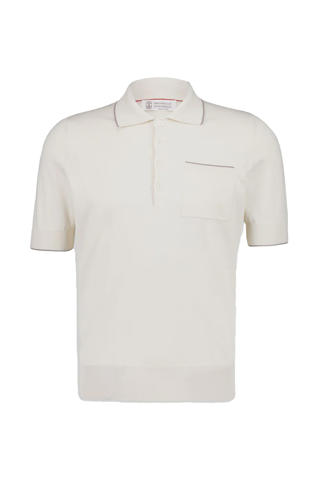 BRUNELLO CUCINELLI | Knitted Polo With Trim | Cream
