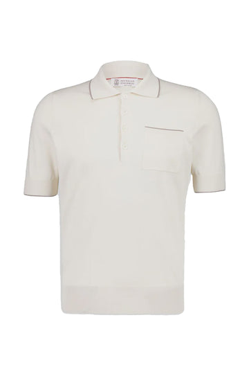 BRUNELLO CUCINELLI Cream Knitted Polo With Trim