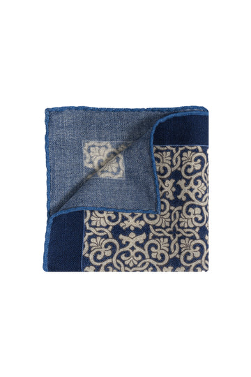 CANALI Navy Wool Patterned Pocket Square