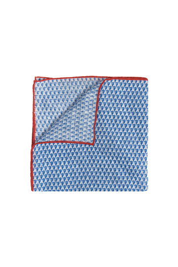CANALI Red & Blue Linen Pocket Square