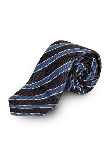 CANALI Chocolate & Blue Striped Tie