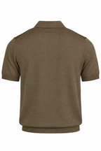 CANALI | Zip Neck Polo | Mid-Brown