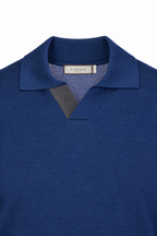 CANALI | Suede Trim Polo | Navy