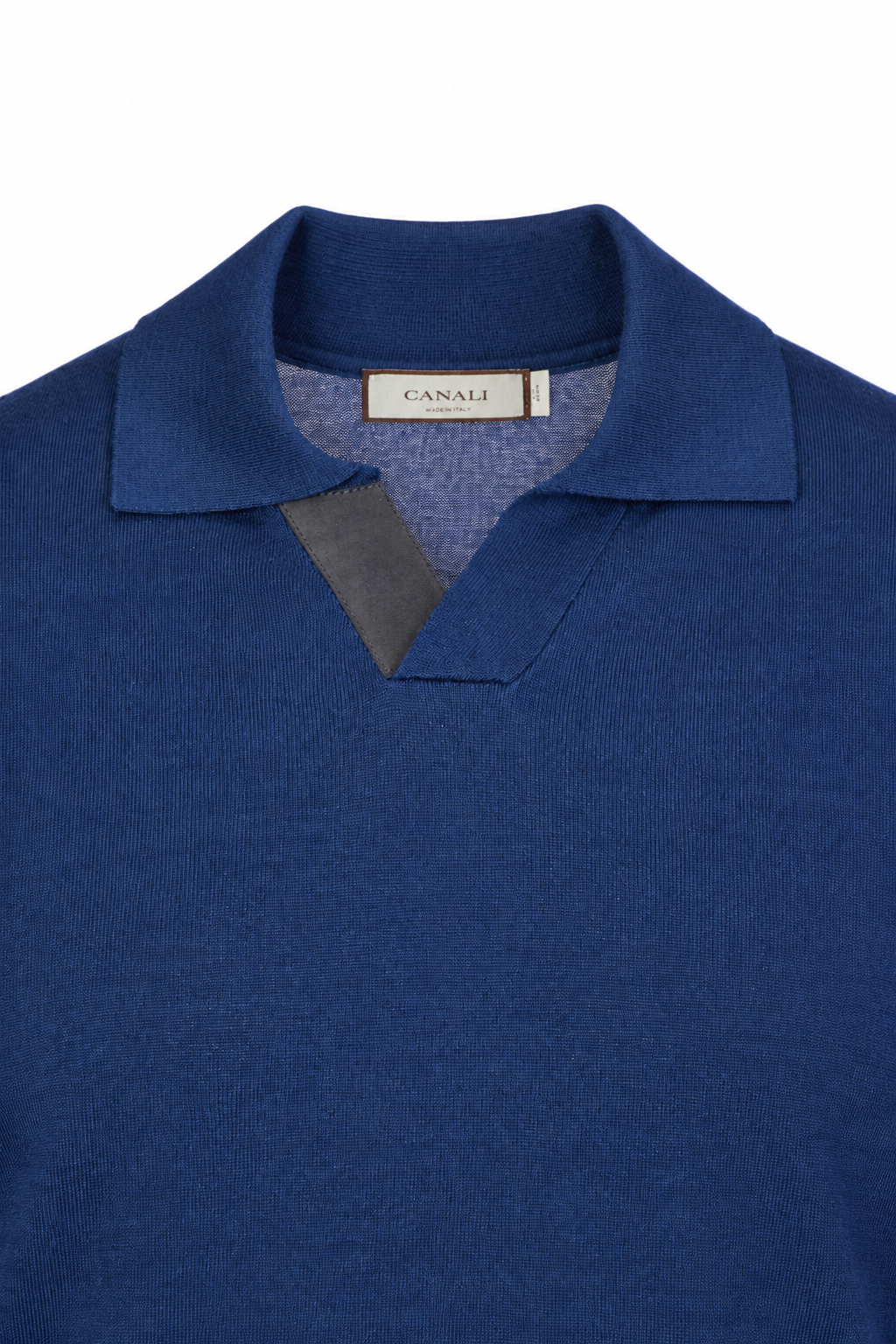 CANALI | Suede Trim Polo | Navy