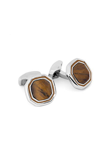 TATEOSSIAN Brown Octagonal Cufflinks