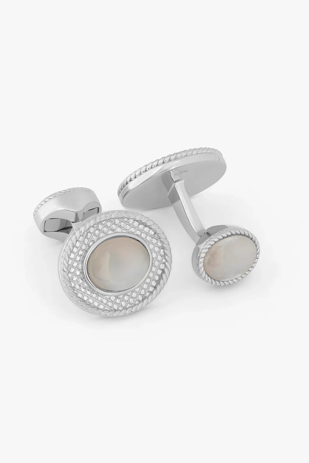 TATEOSSIAN | Oval Cufflinks With Diamond Pattern | Silver