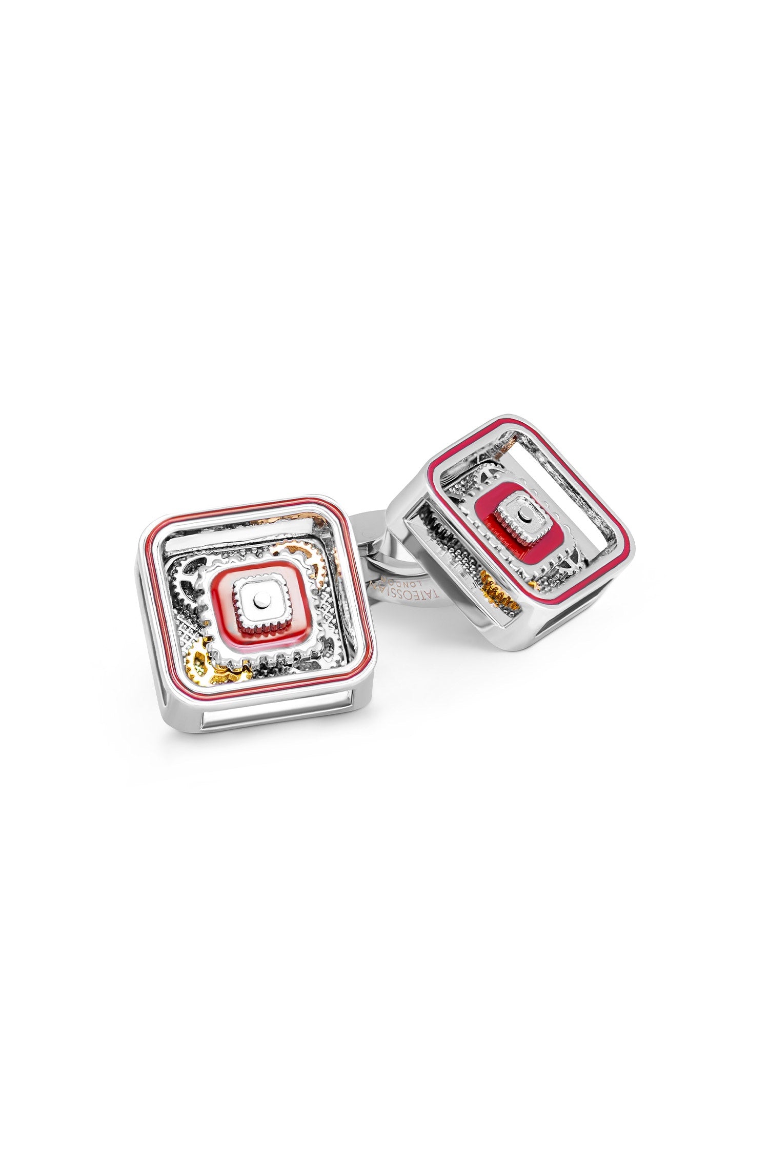 TATEOSSIAN | Skeleton Movement Cufflinks | Red
