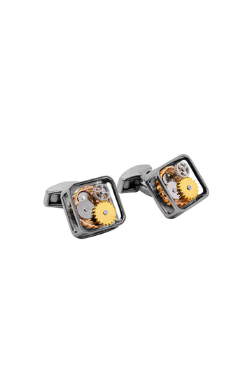 TATEOSSIAN Gunmetal Square Gears Cufflinks
