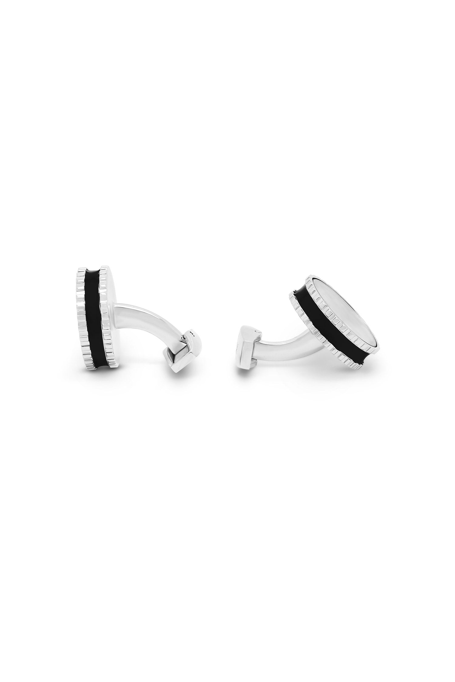 TATEOSSIAN | Round Skeleton Movement Cufflinks | Black