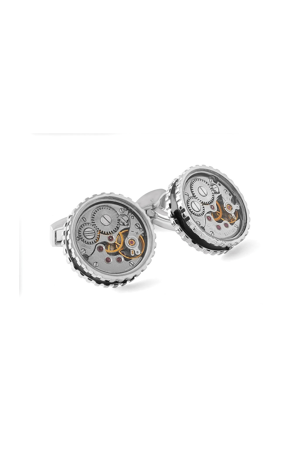 TATEOSSIAN | Round Skeleton Movement Cufflinks | Black