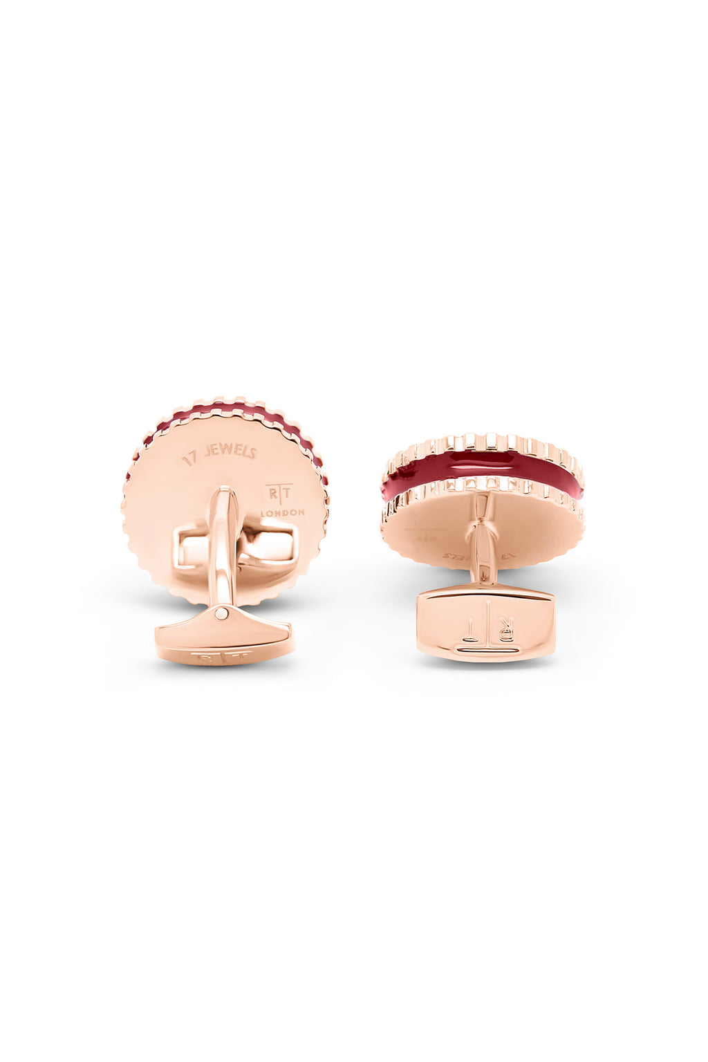 TATEOSSIAN | Round Skeleton Movement Cufflinks | Red
