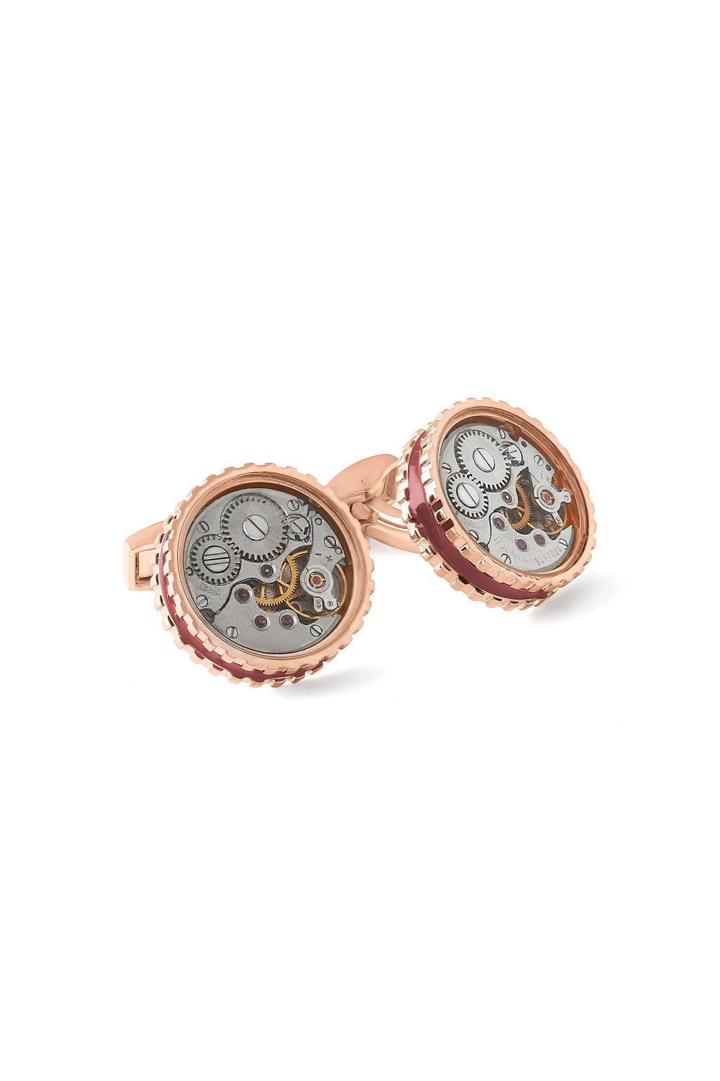 TATEOSSIAN | Round Skeleton Movement Cufflinks | Red