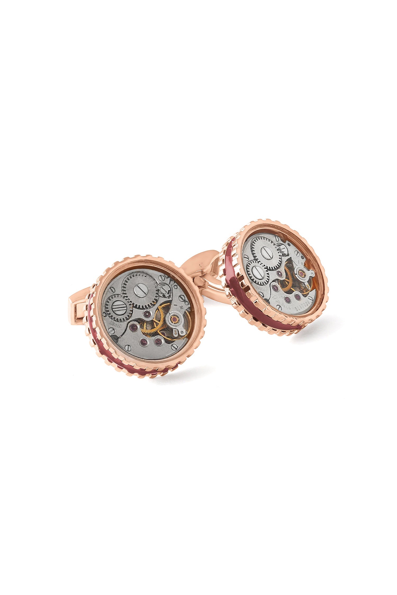TATEOSSIAN | Round Skeleton Movement Cufflinks | Red