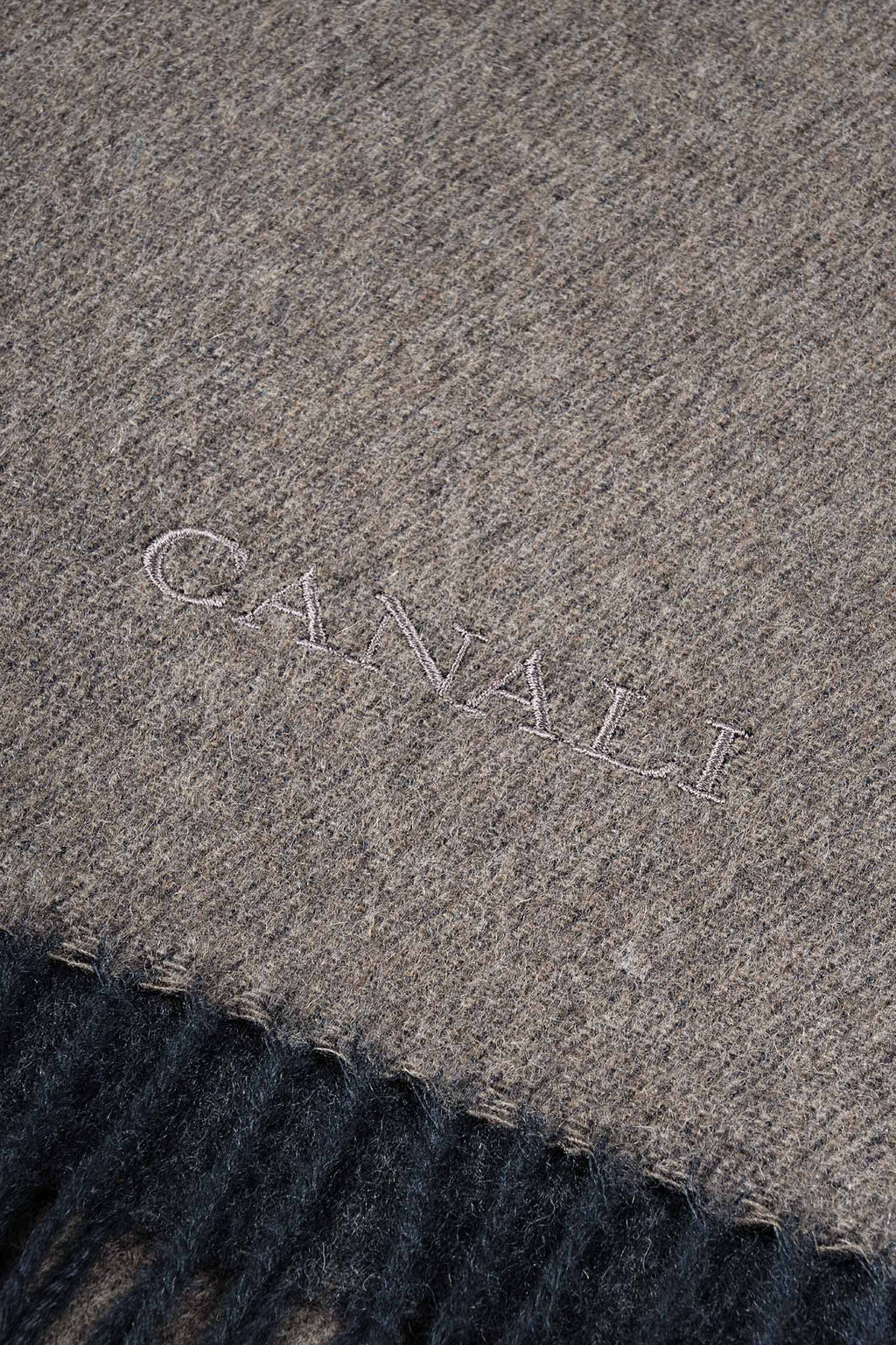 CANALI | Two-Tone Cashmere And Silk Scarf | Charcoal & Brown